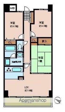 シーブリーズ東原弐番館(3LDK/2階)の間取り写真