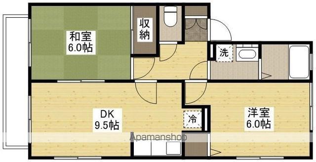 メンバーズタウン草戸Ⅱ(2DK/1階)の間取り写真