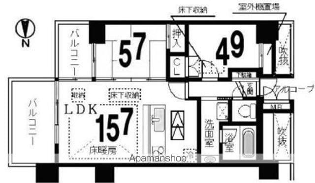 ルネスピース大津におの浜(2LDK/8階)の間取り写真