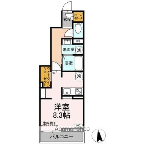 CASTLE HILLS Y(ワンルーム/1階)の間取り写真