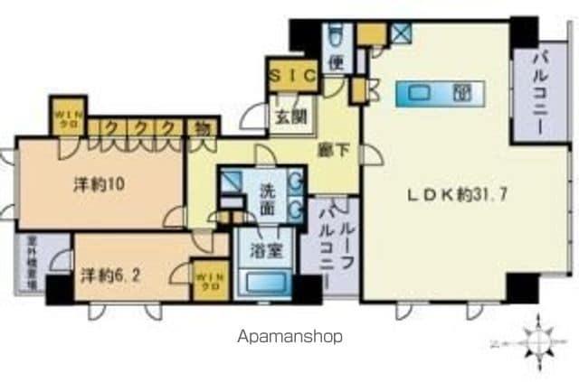ザ・ライオンズ大濠公園(2SLDK/13階)の間取り写真
