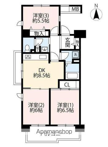 URサンヴァリエ桜堤(3DK/6階)の間取り写真