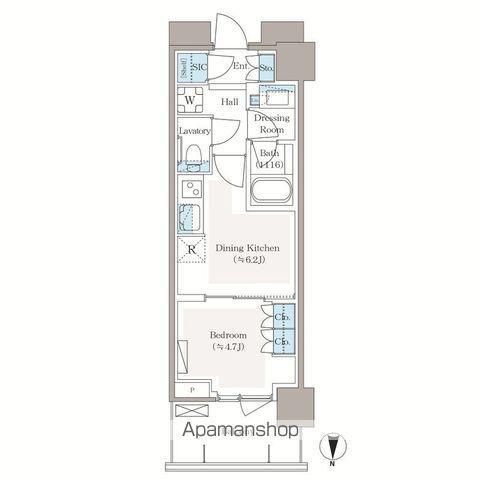 パークシティ中野ザタワー エアーズ(1DK/19階)の間取り写真