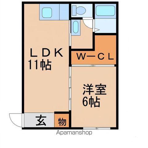 TJ杭ノ瀬ⅡC棟(1LDK/2階)の間取り写真
