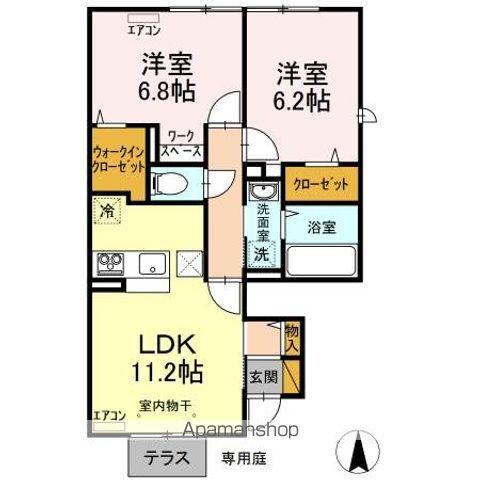 エタニティ I・II・III・IV(2LDK/1階)の間取り写真