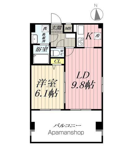 アーバハイツ六町環七北通(1LDK/5階)の間取り写真