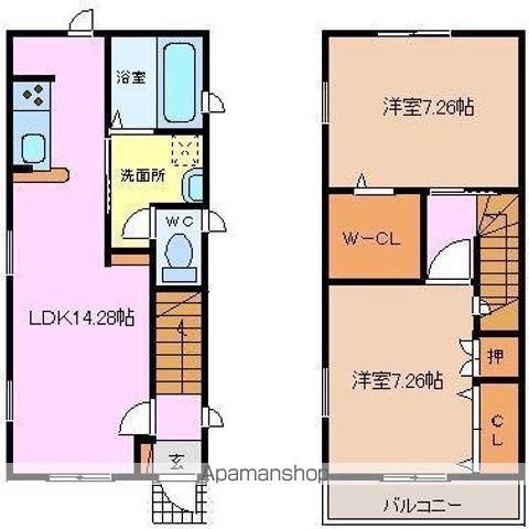 四日市あすなろう 赤堀駅 徒歩5分 2階建 築16年(2LDK)の間取り写真