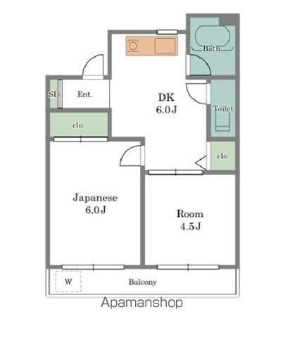 早苗エステートビル(2DK/3階)の間取り写真