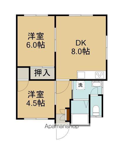 ハイツ村川(2DK/1階)の間取り写真