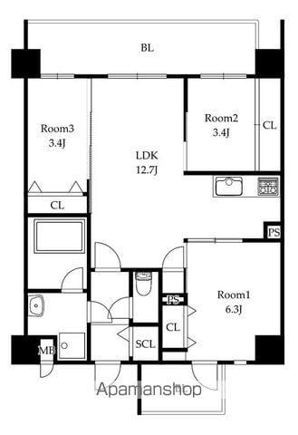 MODERN ASPIRATION 大濠公園(3LDK/6階)の間取り写真