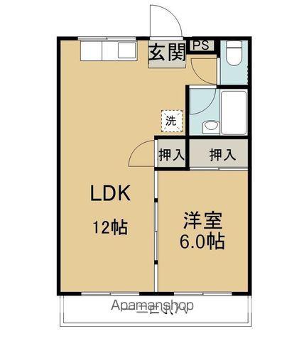 ラビットハウスM1(1LDK/2階)の間取り写真