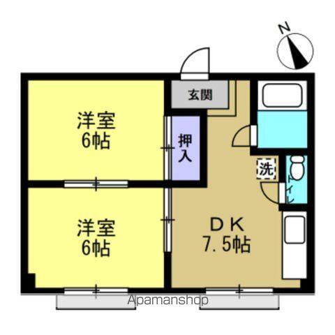 二葉コーポラスB(2DK/3階)の間取り写真