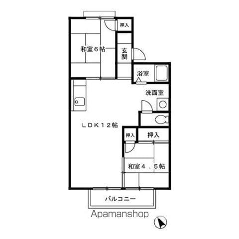 冬築タウン B棟(2LDK/1階)の間取り写真