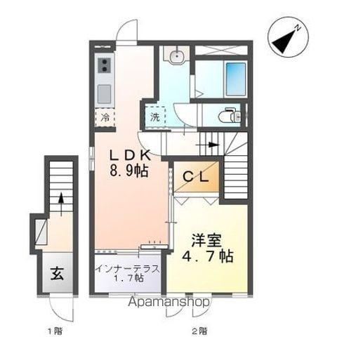 草津市野村3丁目アパート(1LDK/2階)の間取り写真
