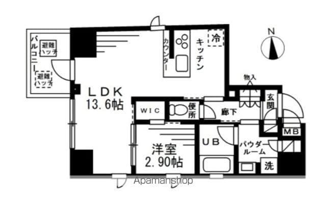プライマル上野イースト(1LDK/11階)の間取り写真