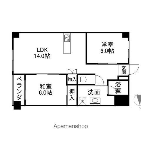滝子アネックス(2LDK/2階)の間取り写真