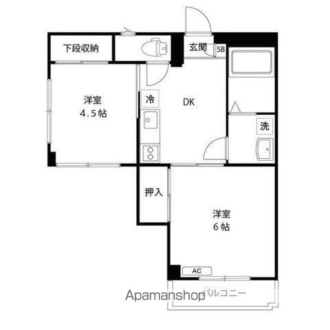 モンシャト高円寺(2DK/3階)の間取り写真