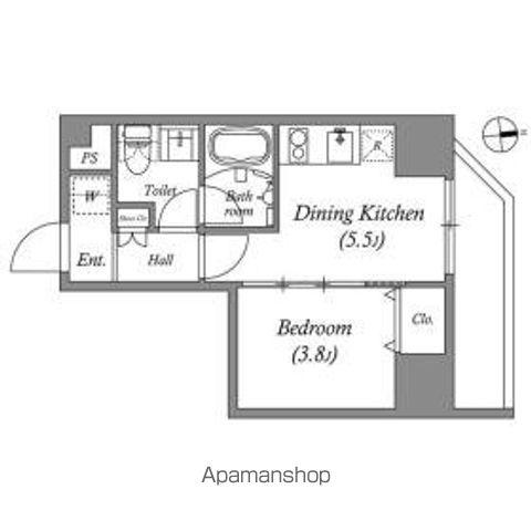 クオリタス浅草橋(1DK/5階)の間取り写真