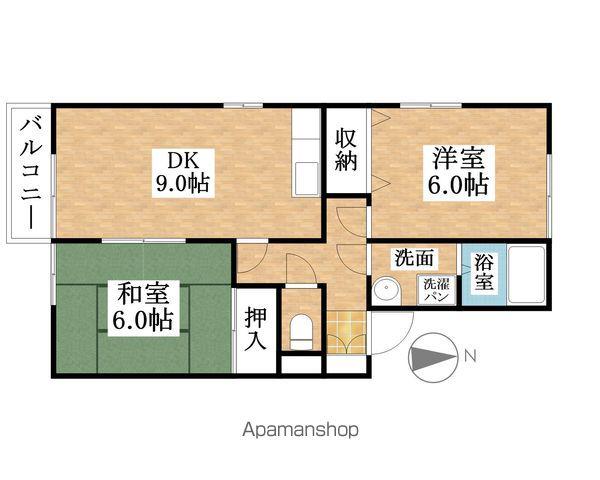 リバーサイドハウス(2DK/2階)の間取り写真