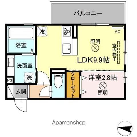 コンフォール古閑上(1LDK/3階)の間取り写真