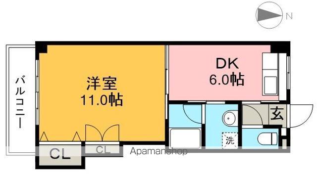 ドリームハウス 2(1DK/5階)の間取り写真