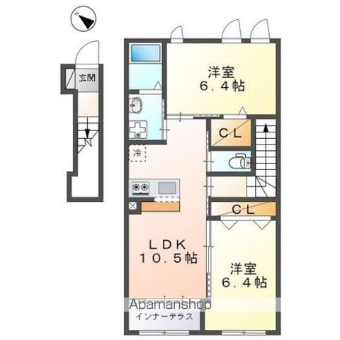 リバーサイド2(2LDK/2階)の間取り写真