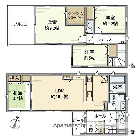 つくばエクスプレス 流山おおたかの森駅 徒歩14分 2階建 築5年(4LDK)の間取り写真
