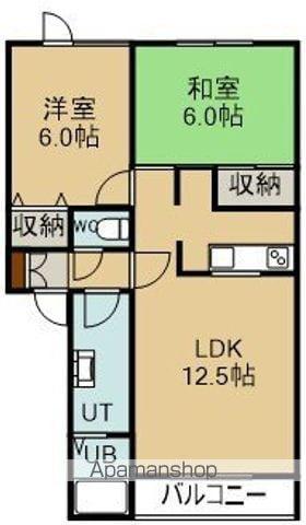 トータス西桔梗B棟(2LDK/2階)の間取り写真