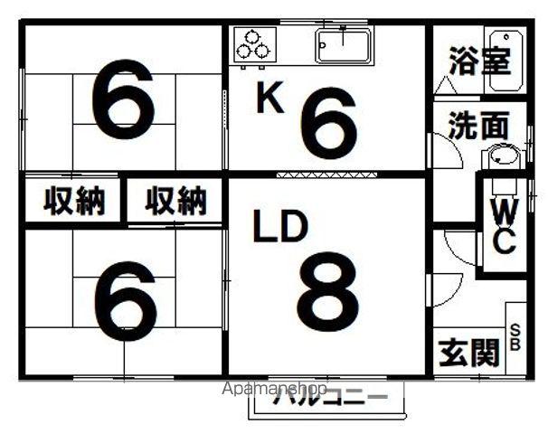 丸キハウス(2DK/2階)の間取り写真