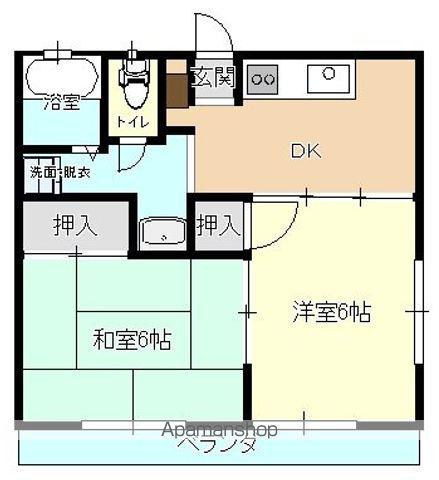 コーポシーロード(2DK/2階)の間取り写真