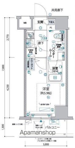 ヴァローレ松戸フィーロ(1K/5階)の間取り写真