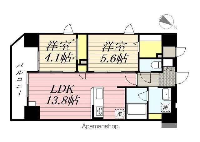 インシグニア渡辺通(2LDK/4階)の間取り写真
