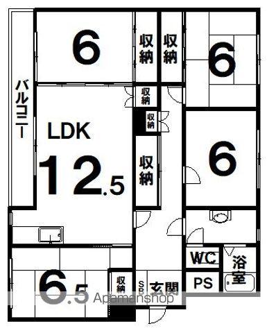 メゾン浦見(4LDK/2階)の間取り写真