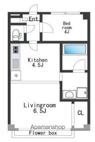 エムズフラット(1LDK/2階)の間取り写真