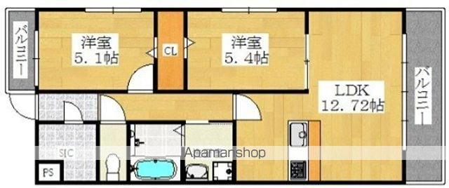 シスイルボヌーレ長居(2LDK/5階)の間取り写真