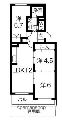 元茶畑パークマンション(3LDK/1階)の間取り写真