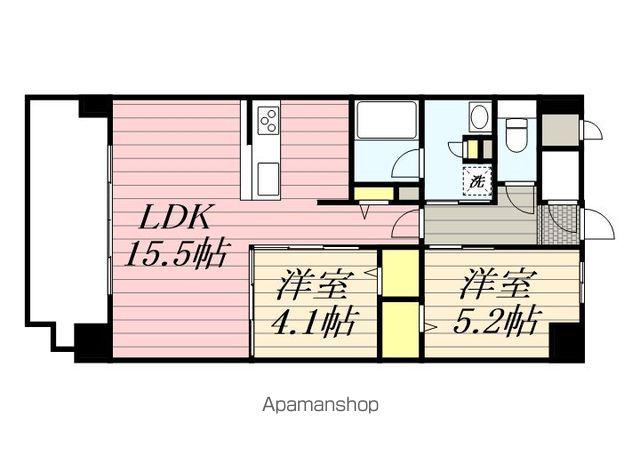 ウェルス雑餉隈駅前(2LDK/4階)の間取り写真