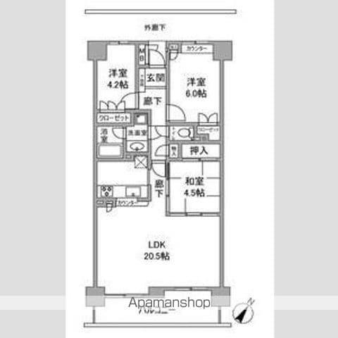 パークシティ江南四番街(3LDK/7階)の間取り写真