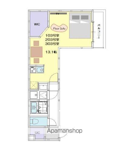 レコルトみのり台(ワンルーム/1階)の間取り写真