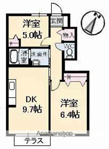 ブランシェ佐藤(2DK/1階)の間取り写真