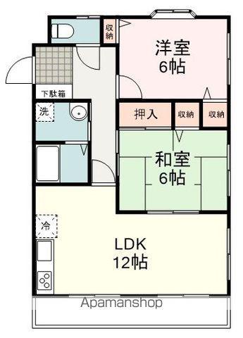 ツインビレッジY(2LDK/2階)の間取り写真