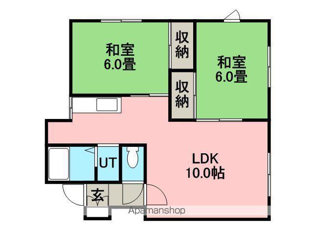 耕楽ハイツ(2LDK/2階)の間取り写真