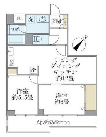 リエール若松町(2LDK/5階)の間取り写真