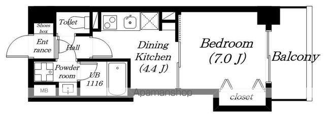エンゼルプラザイーストⅢ(1DK/5階)の間取り写真