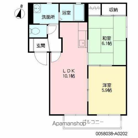 メルベイユ  A棟(2LDK/2階)の間取り写真