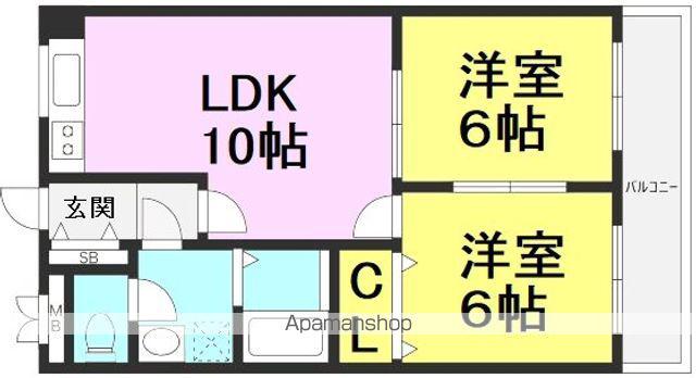 クレール西町(2LDK/3階)の間取り写真