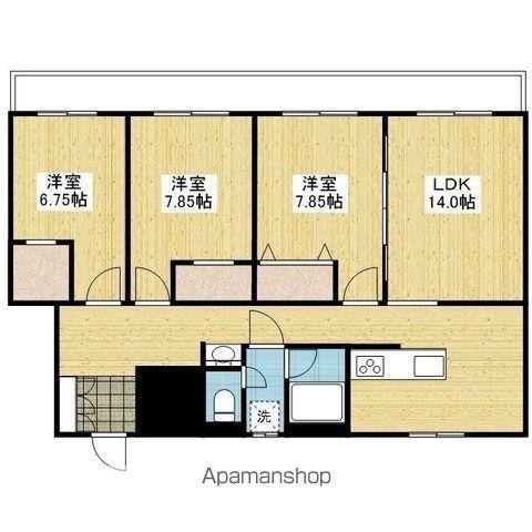 オックスフォードサーカスクワバラ S棟(3LDK/1階)の間取り写真