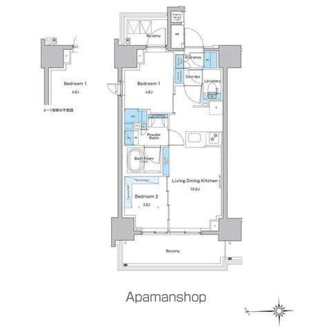 ルフォンプログレ門前仲町プレミア(2LDK/7階)の間取り写真