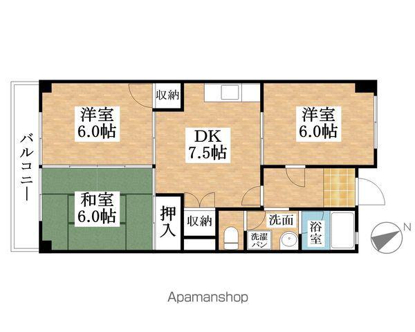 布袋セントラルハイツ(3DK/2階)の間取り写真