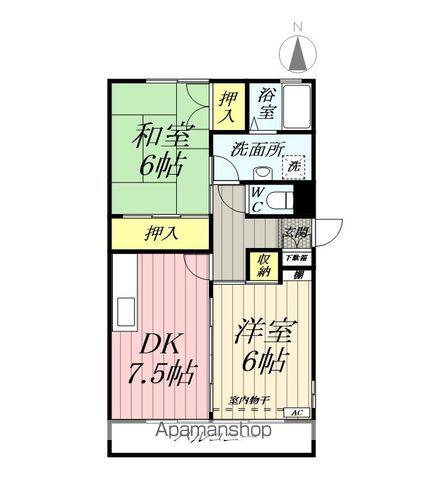 レジデント田中(2DK/1階)の間取り写真